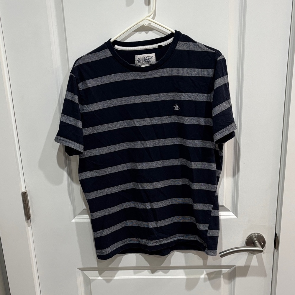Original Penguin Men's Short Sleeve Navy and Gray Tee